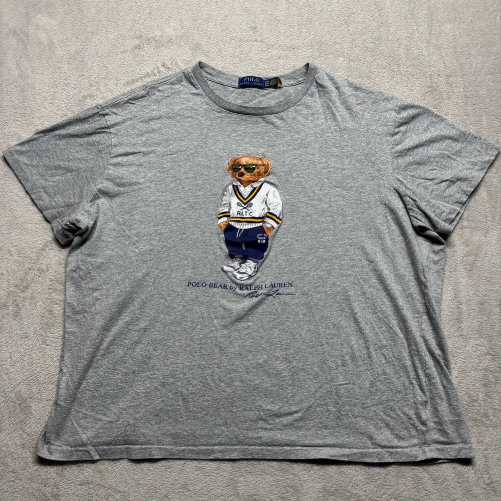Polo Ralph Lauren Polo Bear‎ TShirt Gray 2XB RLTC Tennis Bear Lightweight Tee